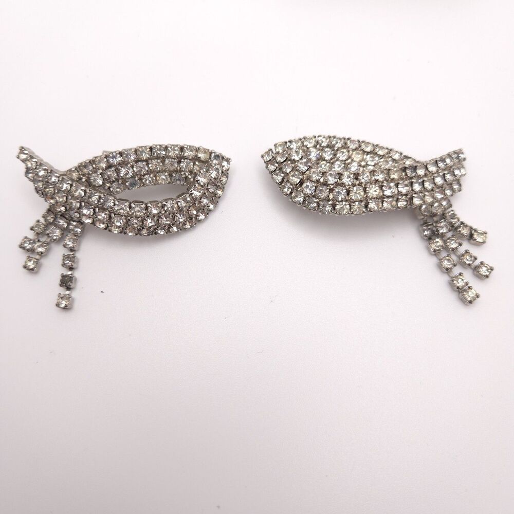 Musi | Vintage Shoe Clips Silver Tone Clear Rhinestone